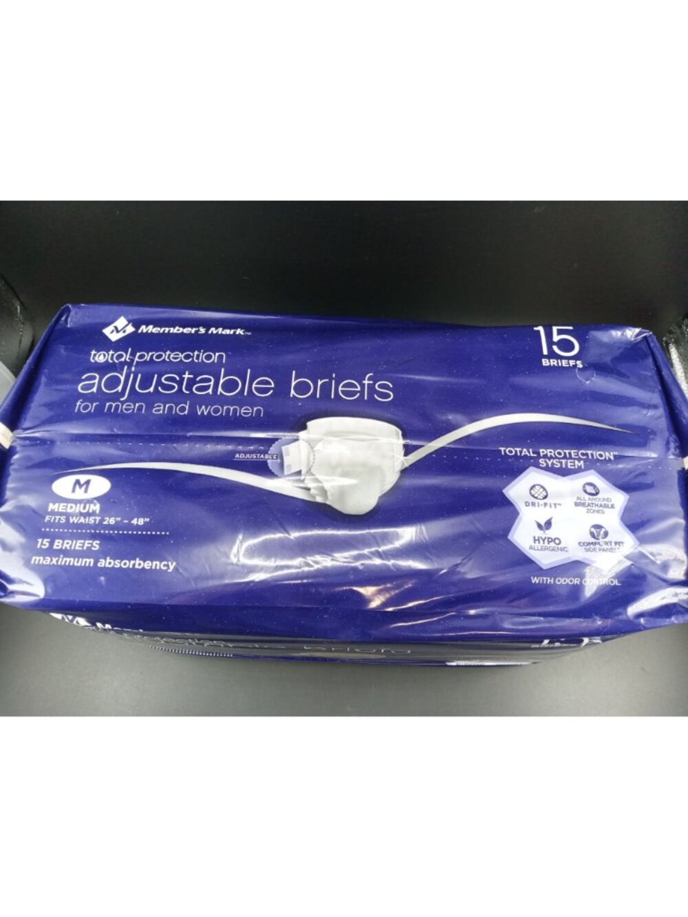 Members Mark Adjustable Briefs Total Protection Medium 15 Pack - Picture 4 of 6